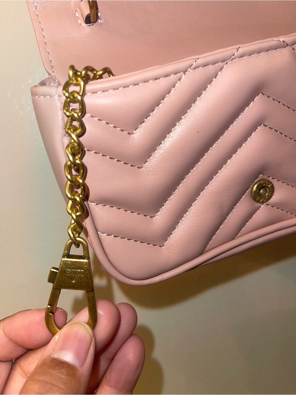Gucci Pink Quilted Leather Mini Crossbody with Double G - Picture 6 of 6